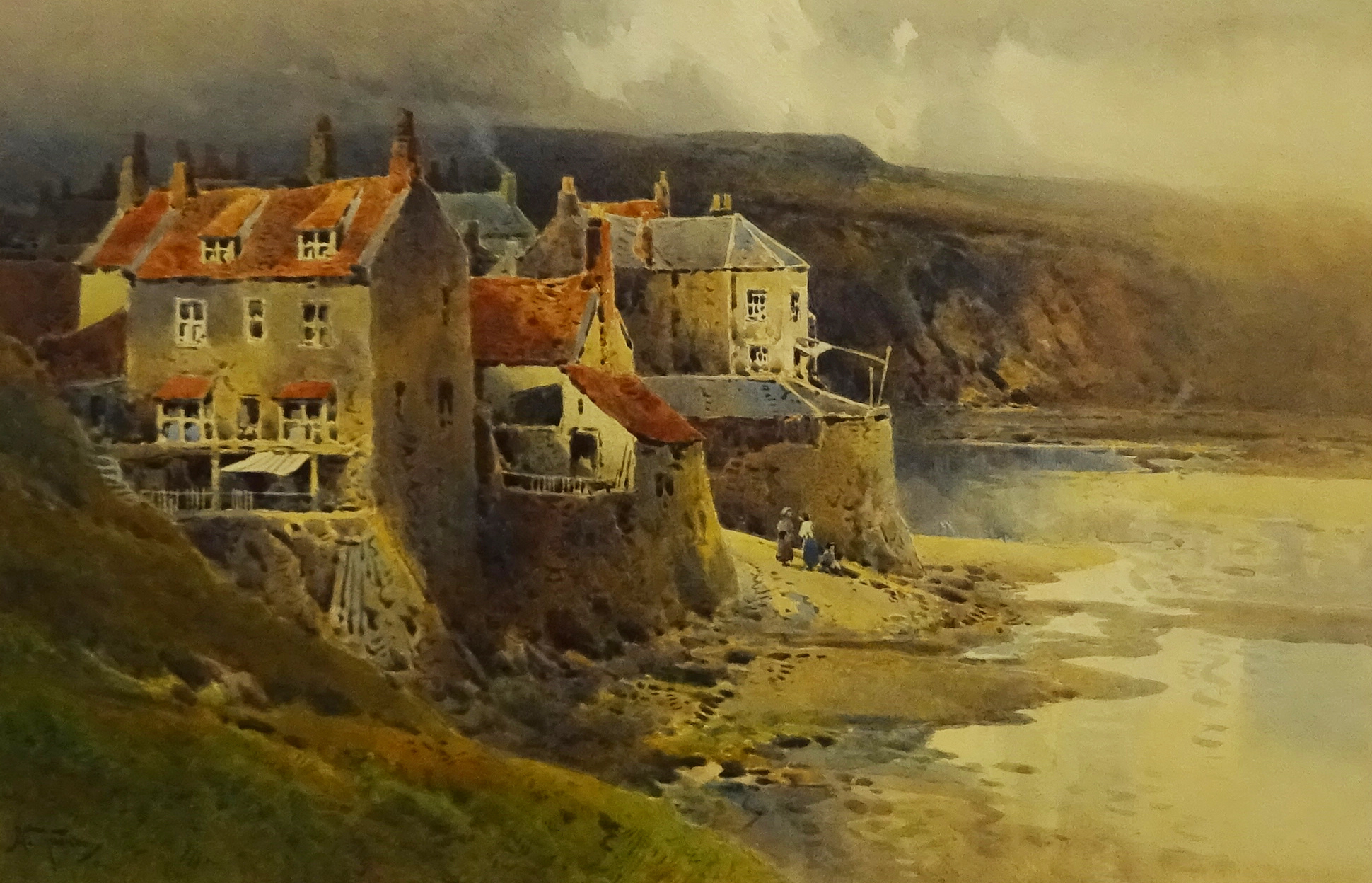 Arthur Tucker R.B.A. (British 1864-1929): Robin Hoods Bay, watercolour signed 34cm x 52cm