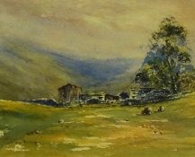 Brian Irving (British 1931-2013): Yorkshire Dales Barns, pair watercolours signed, artist's studio l
