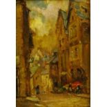 Owen Bowen (Staithes Group 1873-1967): 'A Street in Dinan', oil on panel, inscribed dated 1934 and t