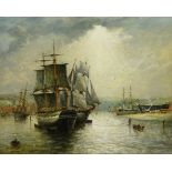 Richard Weatherill (British 1844-1923): 'Old Whitby Colliers', oil on canvas signed 43cm x 54cm Pro