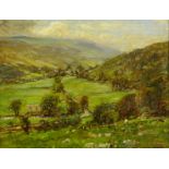 Herbert F Royle (British 1870-1958): Sheep and Cattle in the Yorkshire Dales, oil on board signed 38