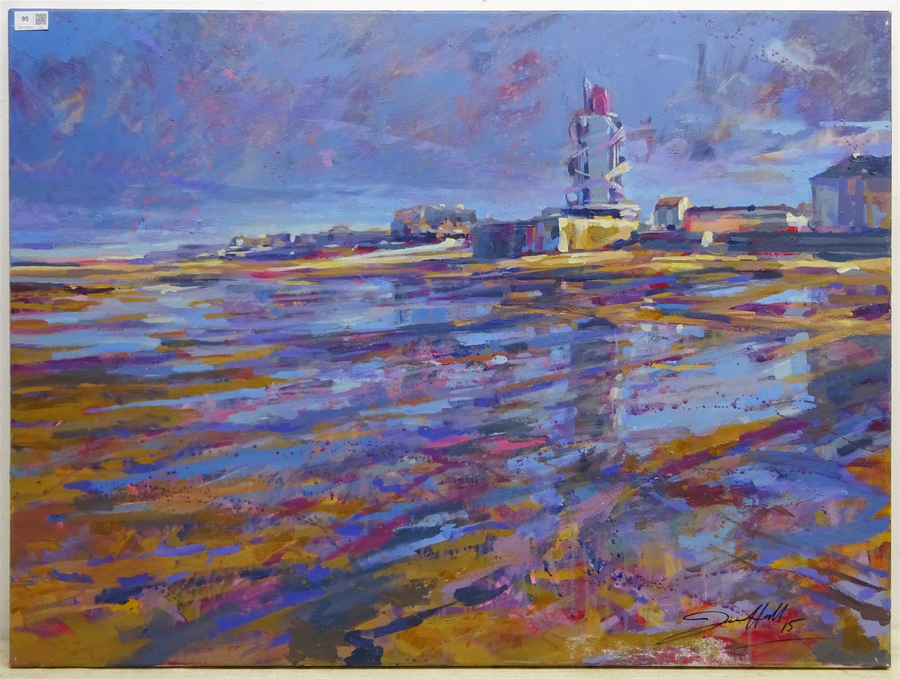 Jon Hall (Northern British 1956-): Redcar Beach, oil on canvas signed and dated '15, 75cm x 101cm (u - Image 3 of 4