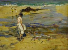 Dorothea Sharp (Newlyn School 1874-1955): 'On the Beach', oil on board signed, with a similar