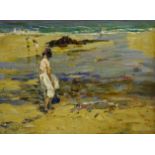 Dorothea Sharp (Newlyn School 1874-1955): 'On the Beach', oil on board signed, with a similar