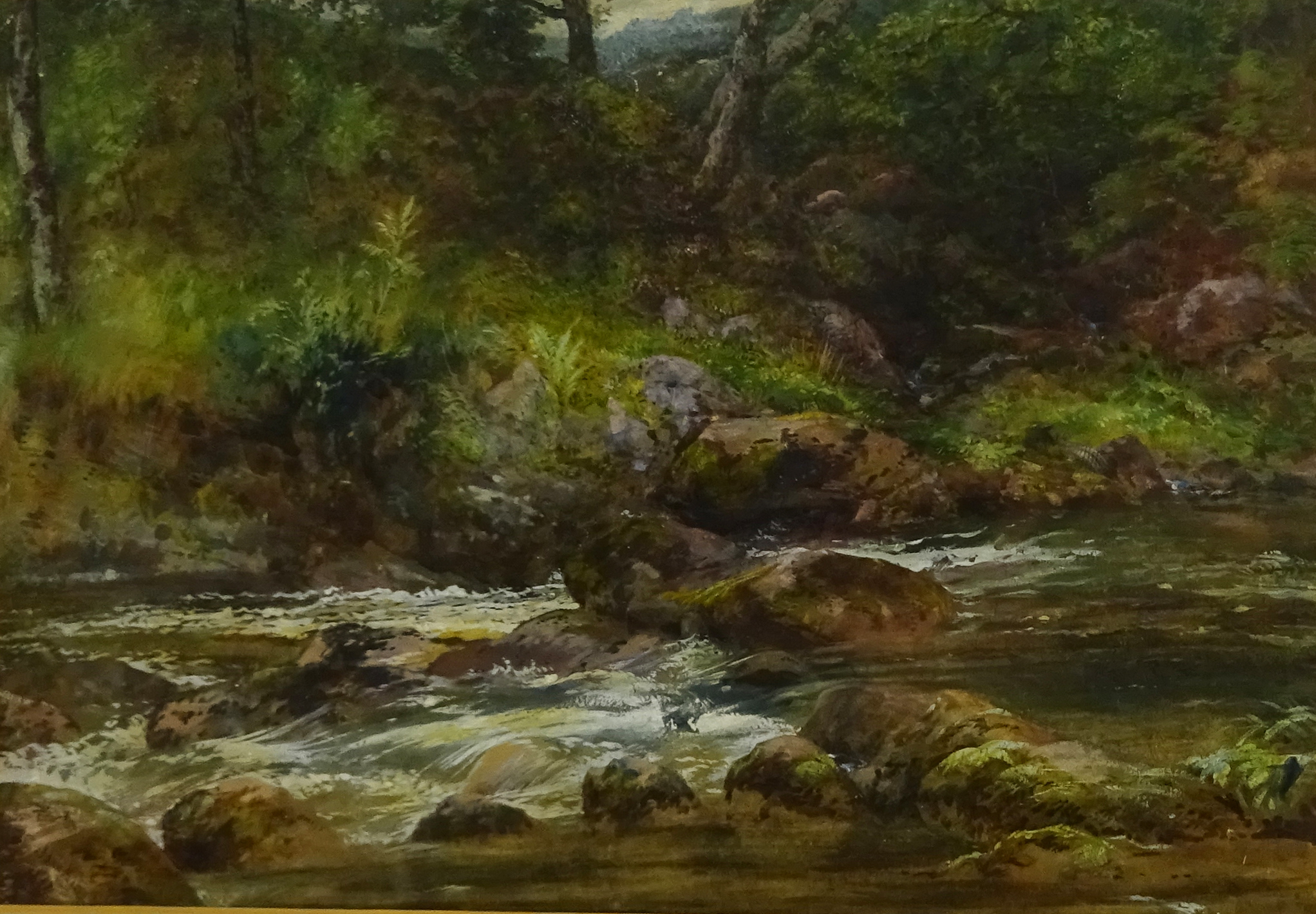 George Arthur Hickin (British 1821-1885): 'A Yorkshire Beck', watercolour heightened in white signed