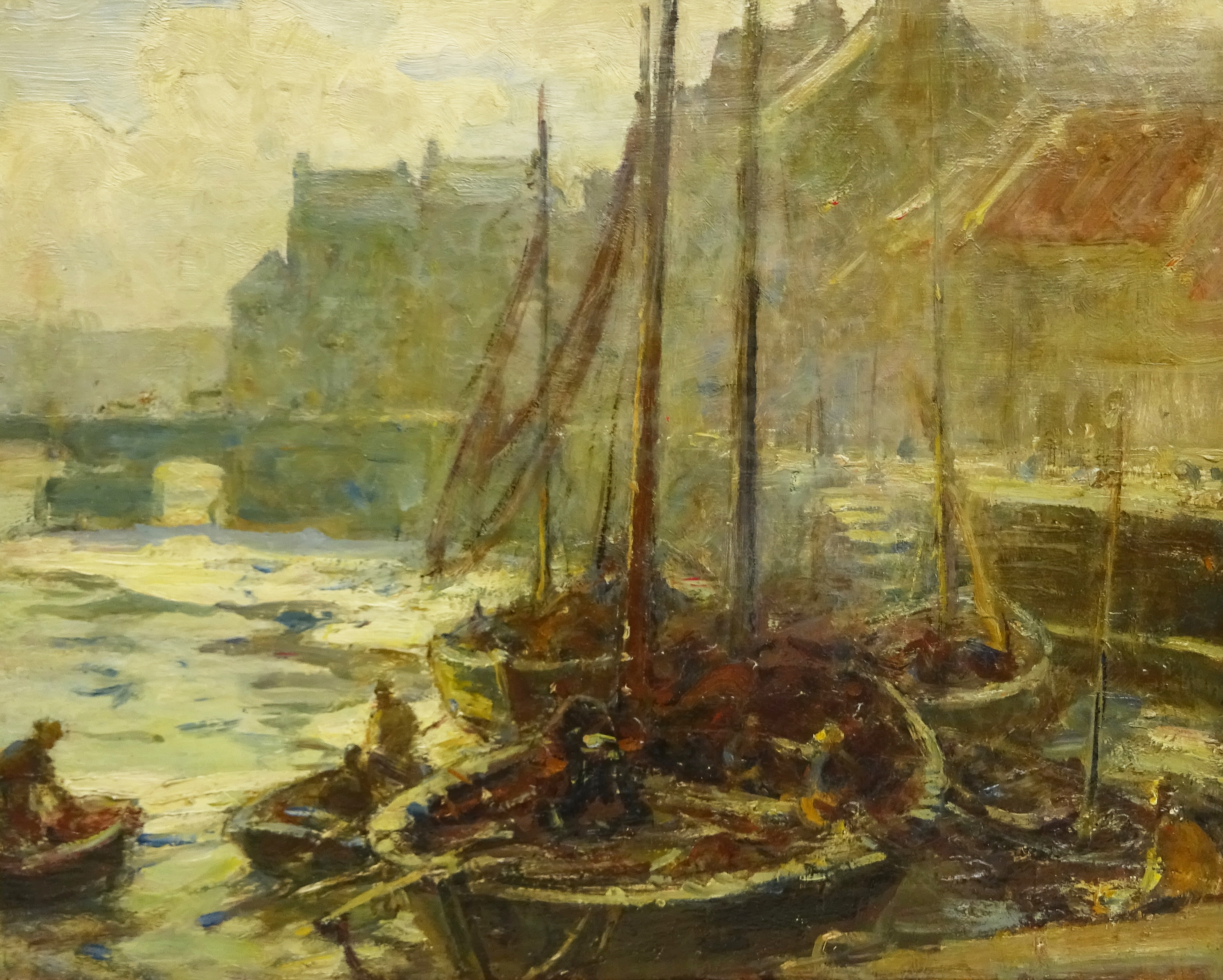 Frederic Stuart Richardson (Staithes Group 1855-1934): Fishing Boats Moored by St. Ann's Staith Whit