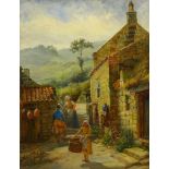 Jonathan Christmas Thompson (British 1824-1906): 'Bit of Runswick Village near Whitby', oil on canva