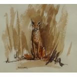 Jonathan Kenworthy (British 1943-): African Lynx, watercolour and ink signed 15cm x 17cm Notes: al