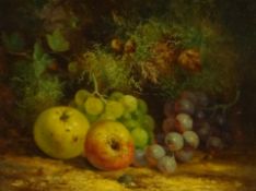 William Hughes (British 1842-1901): Still life of Apples and Grapes, oil on canvas signed with initi