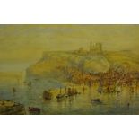 Mary Weatherill (British 1834-1913): Tate Hill Pier and the East Cliff Whitby, watercolour signed 35