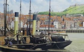 John Cooper (British 1942-): 'Steam Trawlers at Scarborough', watercolour unsigned, 39cm x 56cm