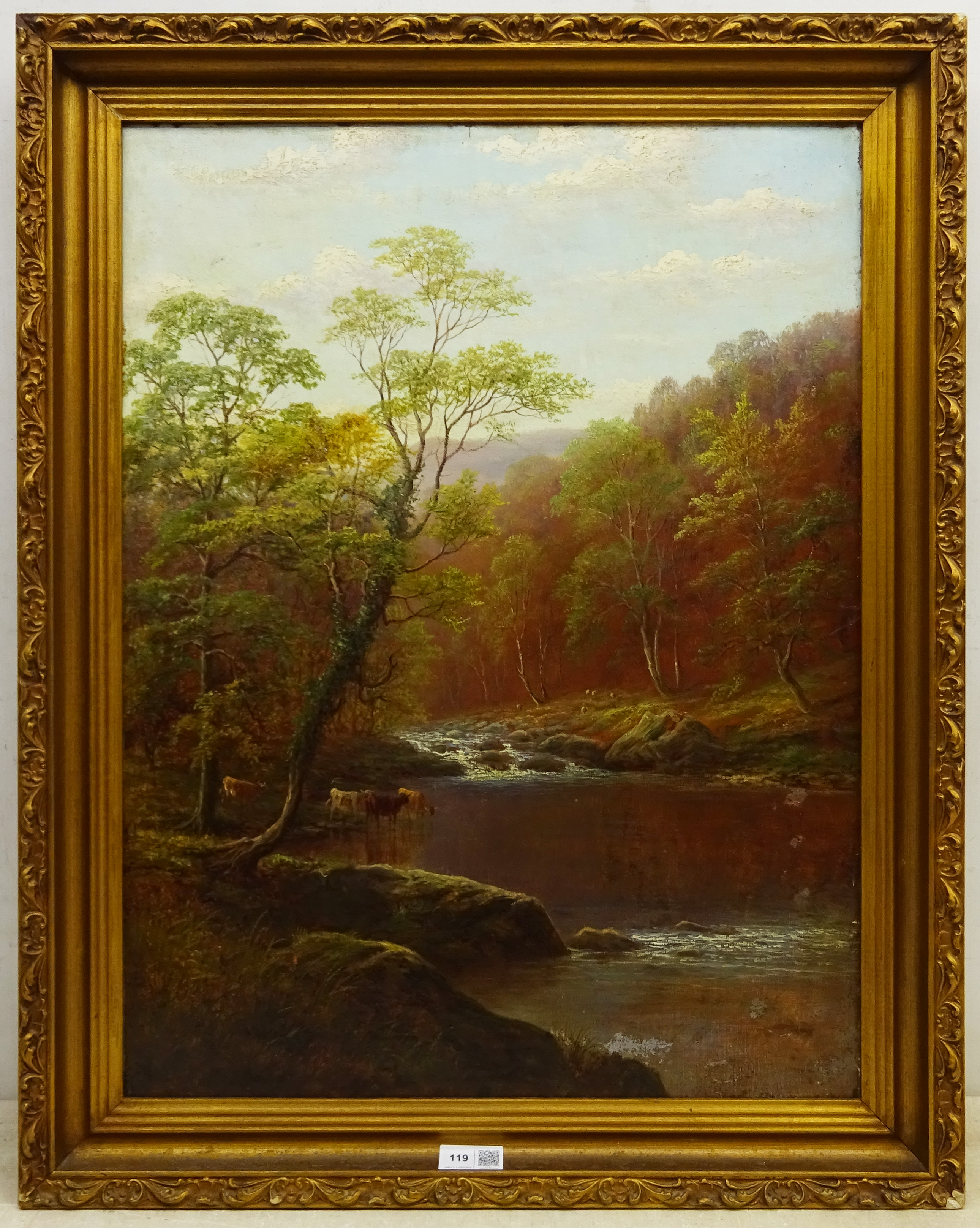 William Mellor (British 1851-1931): On the Wharfe Bolton Woods Yorkshire, oil on canvas signed 60cm - Image 4 of 5