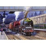 Robert Nixon (British 1955-): The Royal Scot 'Duchess of Sutherland' in Carlisle Railway Station, oi