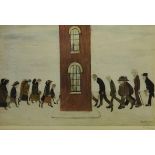 Laurence Stephen Lowry RA (Northern British 1887-1976): 'Meeting Point', limited edition coloured of