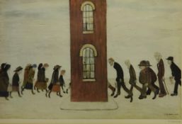 Laurence Stephen Lowry RA (Northern British 1887-1976): 'Meeting Point', limited edition coloured of