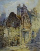 Thomas 'Tom' Dudley (British 1857-1935): 'Dagger Lane Hull' depicting the oldest house in Hull, wate