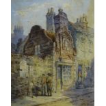 Thomas 'Tom' Dudley (British 1857-1935): 'Dagger Lane Hull' depicting the oldest house in Hull, wate