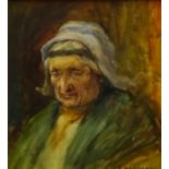 Joseph Richard Bagshawe (Staithes Group 1870-1909): Portrait of an Old Lady, watercolour signed 23cm