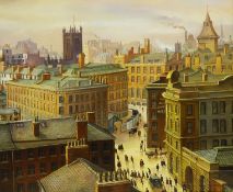 Steven Scholes (Northern British 1952-): Long Mill Gate Manchester 1938, oil on canvas signed 49.5cm