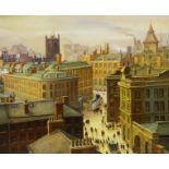 Steven Scholes (Northern British 1952-): Long Mill Gate Manchester 1938, oil on canvas signed 49.5cm