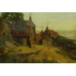 J Pennington (British 19th/20th century): Cottages at Runswick, oil on canvas signed and dated '94,