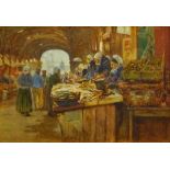 Henry Silkstone Hopwood (Staithes Group 1860-1914): 'Old Market Dieppe', watercolour signed and date