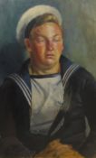 Gerald French (British 1927-2001): Portrait of a Sailor, oil on board signed and dated '53, 61cm x