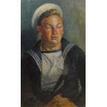 Gerald French (British 1927-2001): Portrait of a Sailor, oil on board signed and dated '53, 61cm x