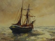 Frank (Frederick) William Scarborough (British 1860-1939): Fishing Boat at Anchor, watercolour signe