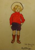 Emily Hilda Rix (Nicholas) (Australian 1884-1961): Girl in a Red Jumper, watercolour signed and date
