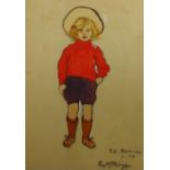 Emily Hilda Rix (Nicholas) (Australian 1884-1961): Girl in a Red Jumper, watercolour signed and date