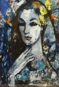 Judy Cassab (Australian 1920-2015): Head of a Girl, oil on card signed 55cm x 37cm Provenance: from