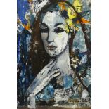 Judy Cassab (Australian 1920-2015): Head of a Girl, oil on card signed 55cm x 37cm Provenance: from