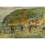 Rowland Henry Hill (Staithes Group 1873-1952): Busy Day Staithes, watercolour signed and dated 1943,