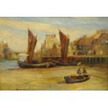 Horace Middleton (British exh.1902-1919): 'Whitby Harbour at Low Tide', oil on board signed,