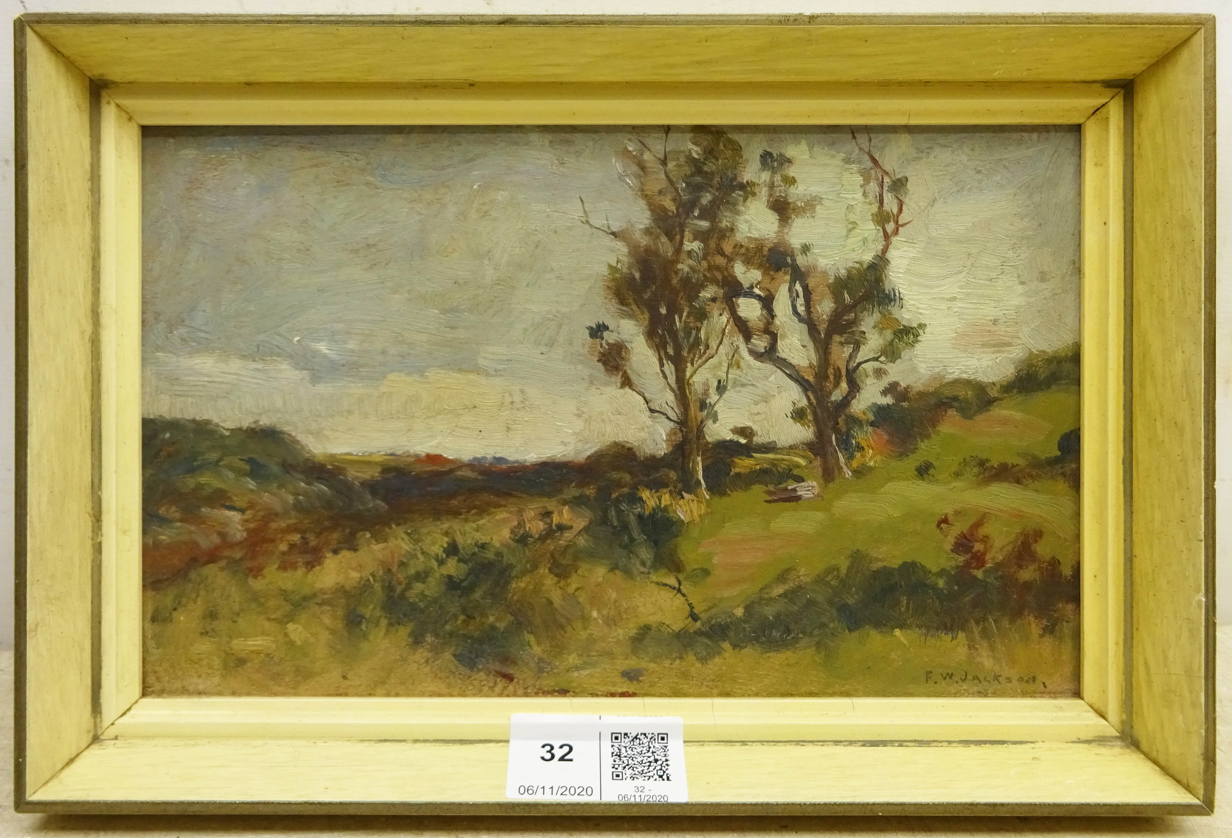 Frederic William Jackson (Staithes Group 1859-1918): Trees in Landscape, oil on board signed - Image 2 of 2