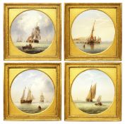 Henry Redmore (British 1820-1887): Fishing Boats and Sailing Vessels off the Coast, set of four circ