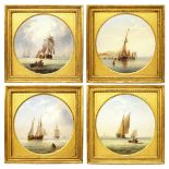 Henry Redmore (British 1820-1887): Fishing Boats and Sailing Vessels off the Coast, set of four circ