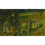 H J (Early 20th century): May Time Country Dancing, pastel signed with initials 29cm x 48cm