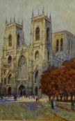 Ernest Boyce Uden (British 1911-1986): York Minster, watercolour and bodycolour signed 27cm x 17cm