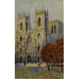 Ernest Boyce Uden (British 1911-1986): York Minster, watercolour and bodycolour signed 27cm x 17cm