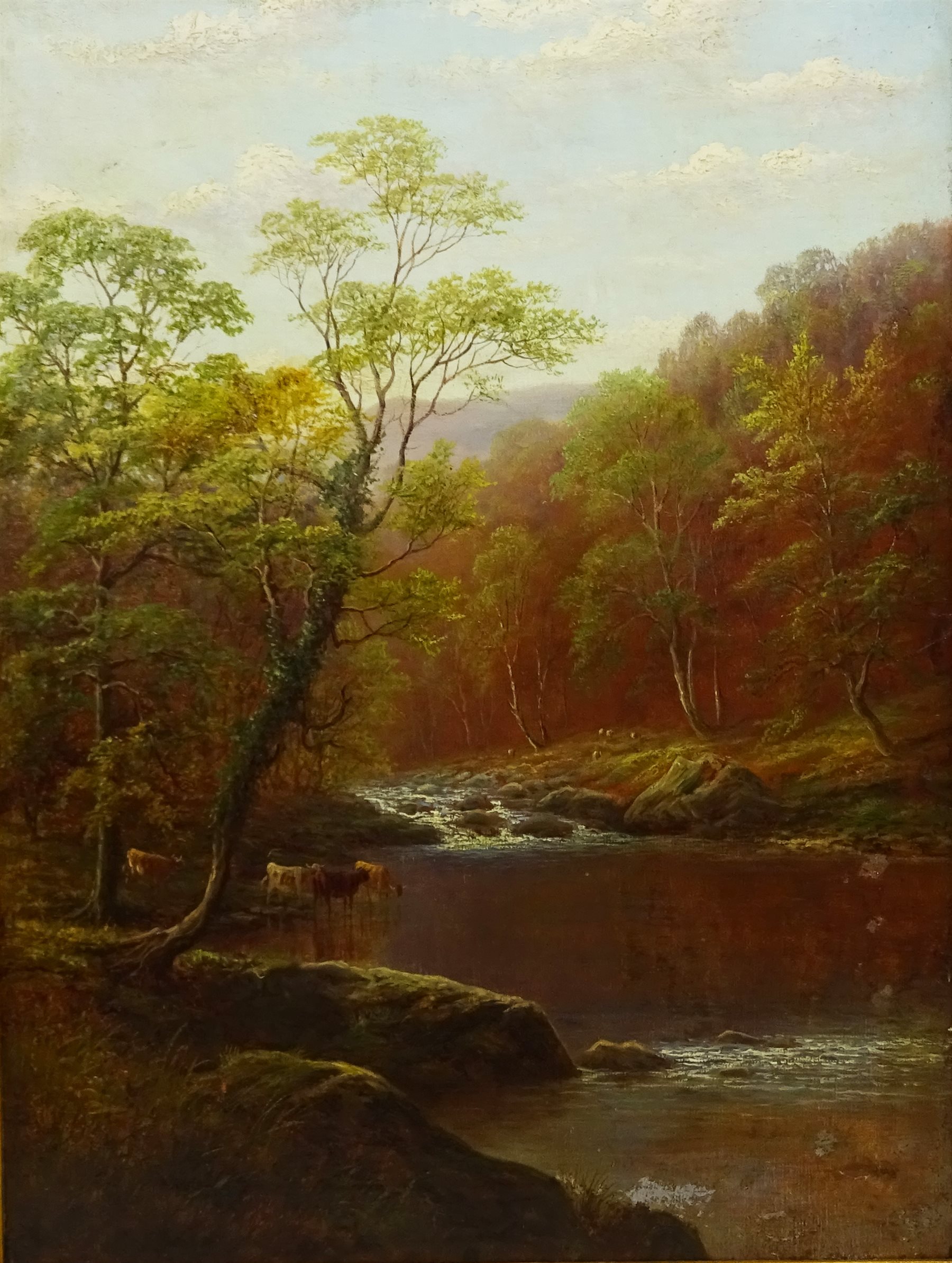 William Mellor (British 1851-1931): On the Wharfe Bolton Woods Yorkshire, oil on canvas signed 60cm - Image 2 of 5