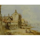 George Chambers Snr. (British 1803-1840): 'Houses on the Thames', watercolour and pencil signed 17cm