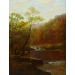 William Mellor (British 1851-1931): On the Wharfe Bolton Woods Yorkshire, oil on canvas signed 60cm