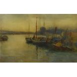 Arthur Netherwood (British 1864-1930): Fishing Boats in the Harbour, watercolour signed 40cm x 65cm
