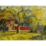 Ronald Ossory Dunlop RA (Irish/British 1894-1973): Figures in the Orchard, oil on canvas signed 30c