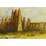 James William Booth (Staithes Group 1867-1953): Whitby Abbey, watercolour signed 25cm x 36.5cm