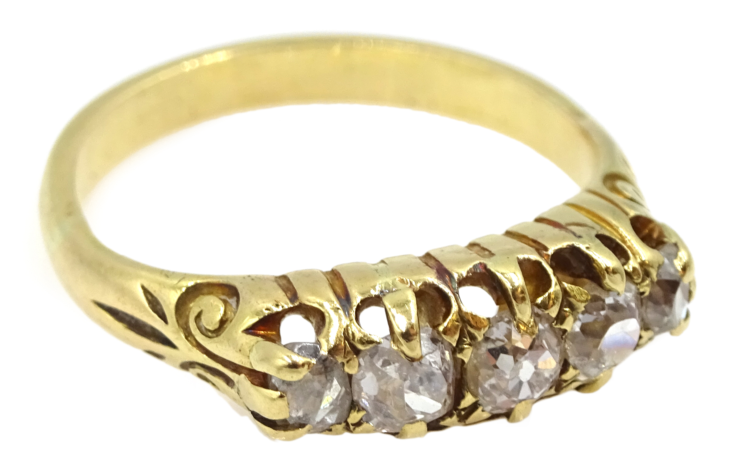 18ct gold five stone old cut diamond ring, total diamond weight approx 0.40 carat - Image 7 of 8
