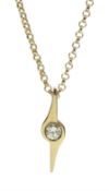 9ct gold single stone diamond pendant necklace by Peter Brewer, Sheffield 2003, diamond approx 0.25
