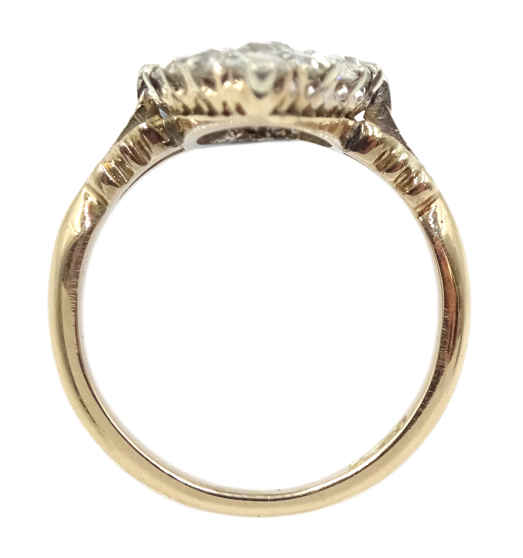 Victorian rose gold and silver, diamond marquise shaped ring, total diamond weight approx 1.70 carat - Image 11 of 12